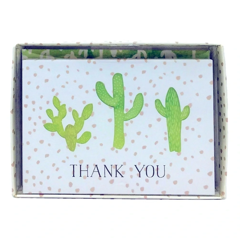 Molly & Rex Window Boxed Cactus Trio Laser Cut Thank You Note Cards (13798) 10ct